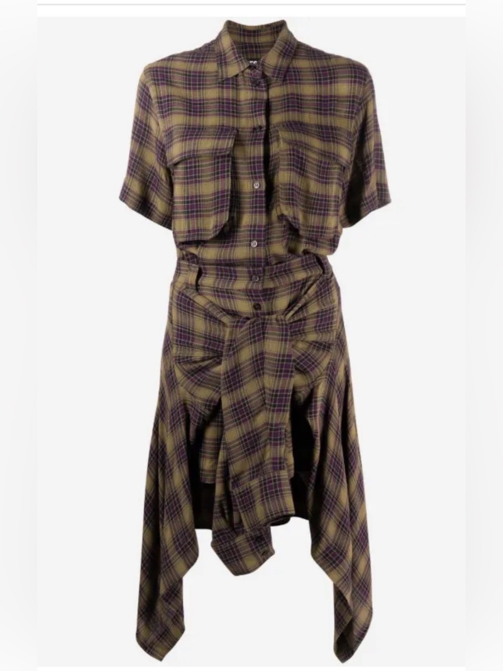 Diesel Plaid Mini Dress in Purple & Green Size XXS
